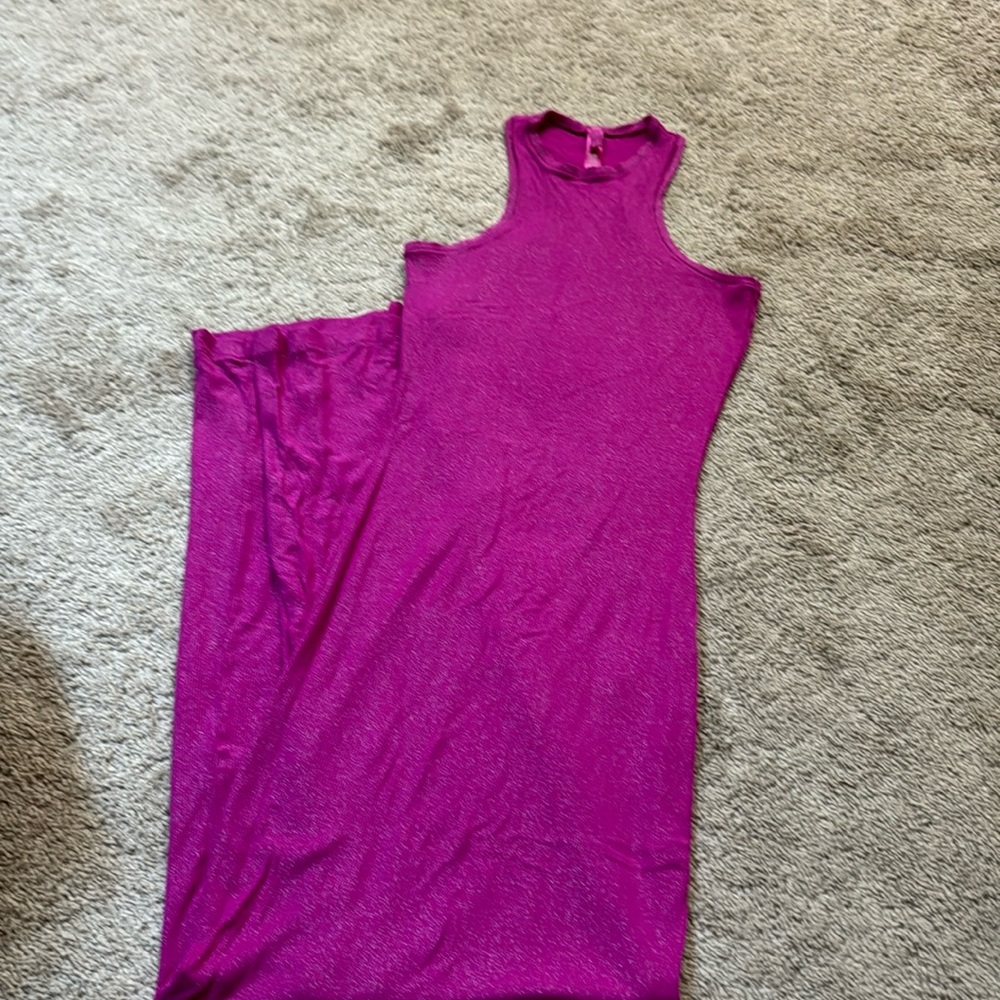 Skims pink soft lounge dress with shimmer size M
